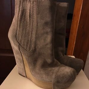 Joan & David Wedge Suede Ankle Boots